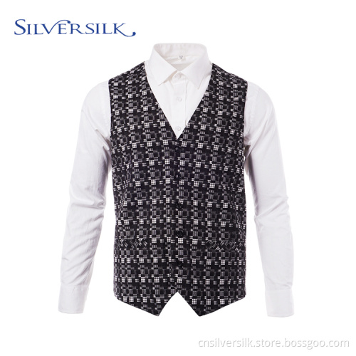 Plaid gentleman suit vest office wear waistcoat